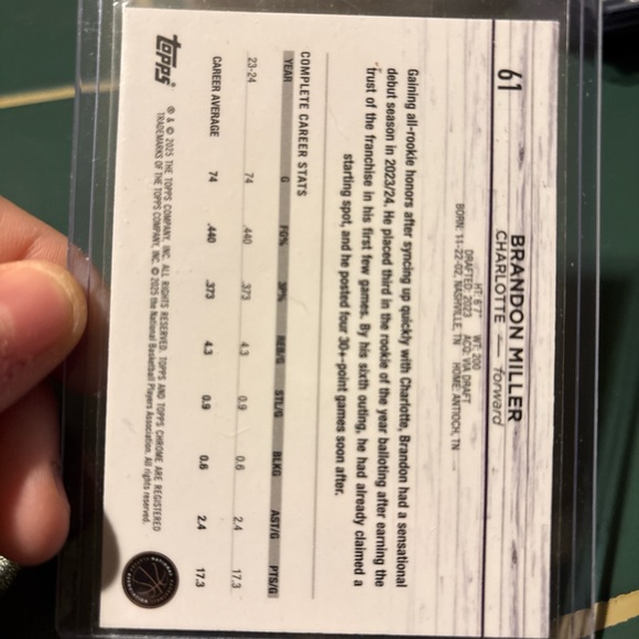 Topps Charlotte Brandon Miller - Picture 2 of 2